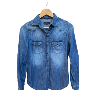 DIESEL Denim shirt snap dark jean top